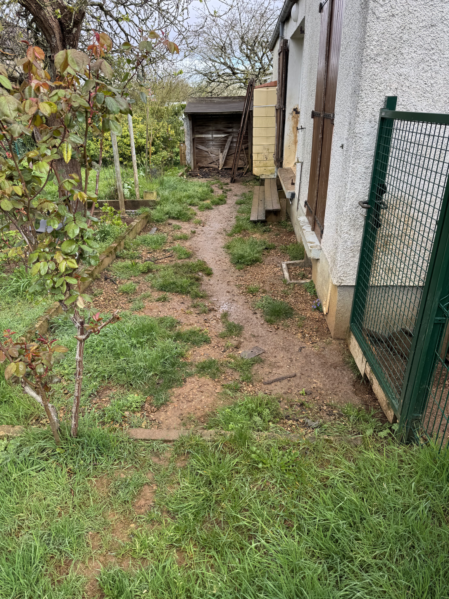 Espace extérieur avant la construction d’une terrasse en bois
